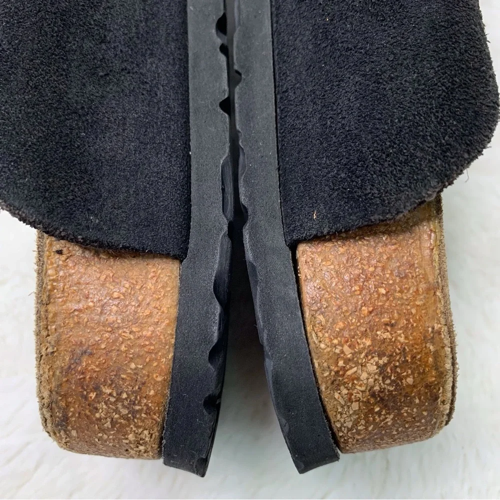 Birki's by Birkenstock Women's Black Suede Leather Three Straps Sandals Size L10